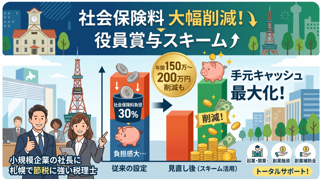 役員賞与を活用した社会保険料削減策!札幌の税理士の節税術