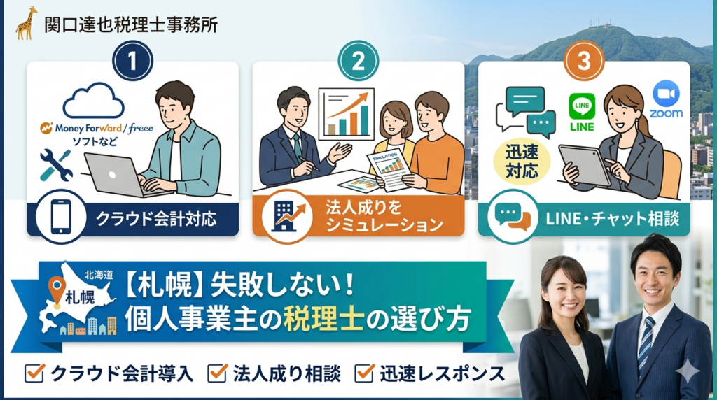 【札幌】個人事業主の正しい税理士の選び方！クラウド会計対応・法人成りを見据えた3つのポイント