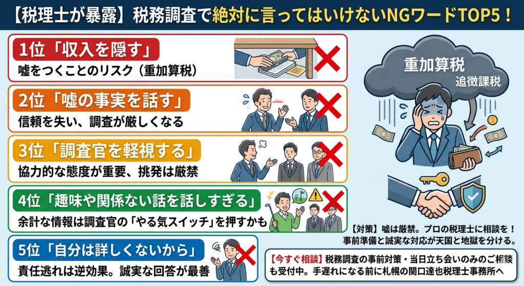税務調査で言ってはいけないNGワードTOP5！連絡が来た時の対処法も
