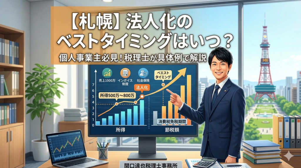 【札幌】個人事業主から法人化（法人成り）するベストタイミングはいつ？税理士が具体例で徹底解説！