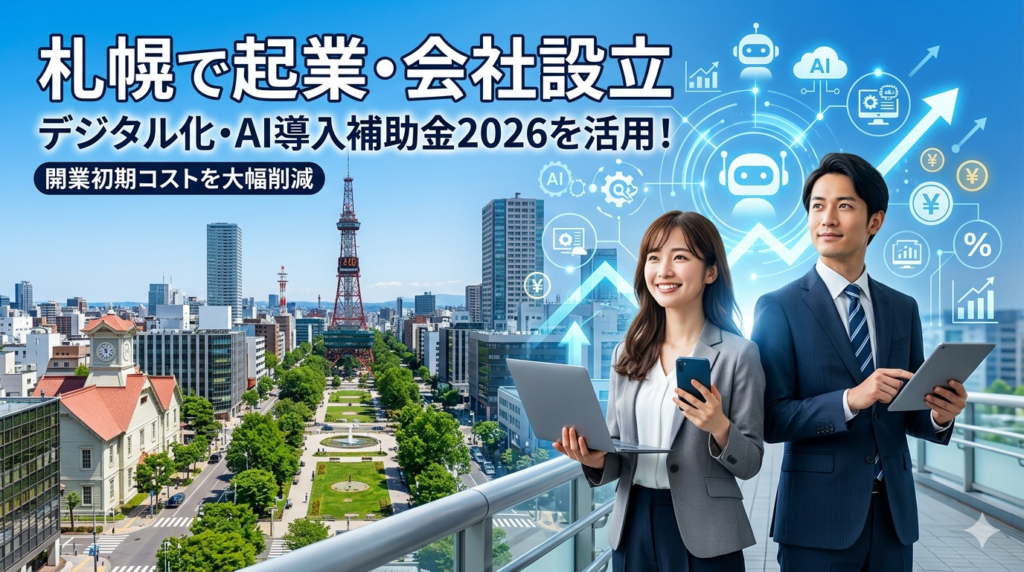 【札幌で起業・会社設立】デジタル化・AI導入補助金2026を活用して開業初期のコストを抑える方法