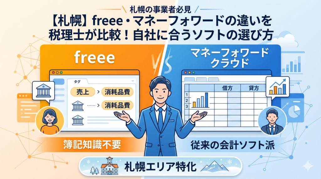 【札幌】freee・マネーフォワードの違いを税理士が比較！自社に合うソフトの選び方