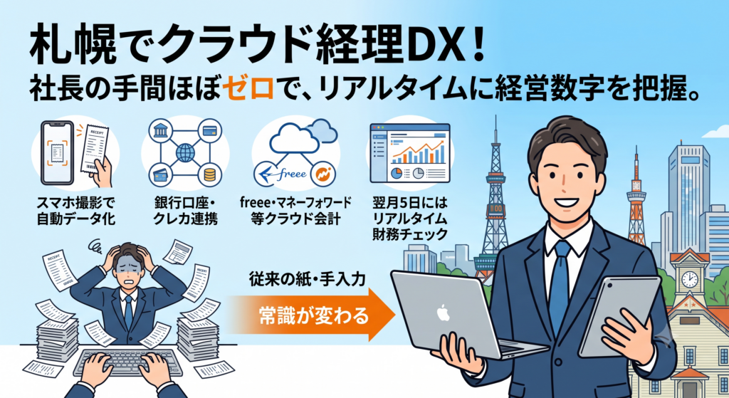 【札幌】記帳代行・経理代行を税理士に任せる新常識｜クラウド会計で手入力ゼロの仕組みを作る方法