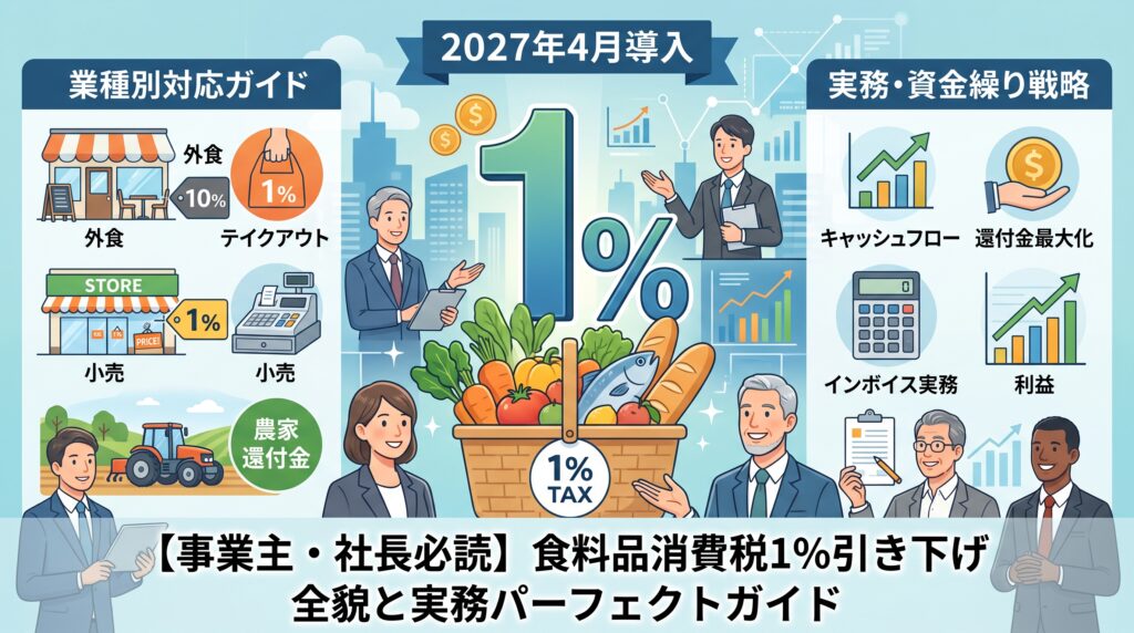 【事業主・社長必読】食料品消費税1%引き下げ（2027年4月導入）の全貌と業種別・実務対応パーフェクトガイド