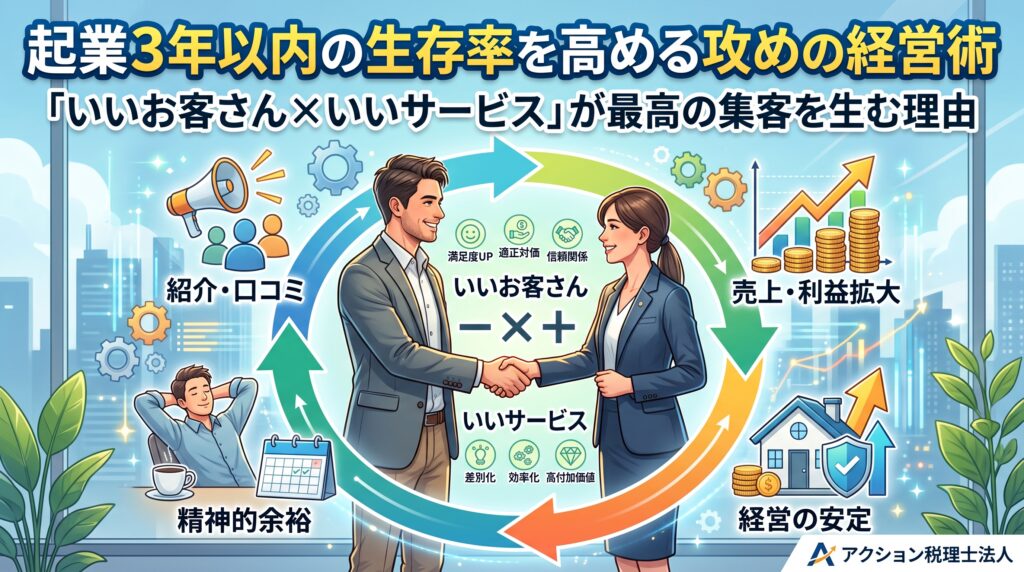 札幌で起業3年以内の生存率を高める攻めの経営術｜「いいお客さん×いいサービス」が最高の集客を生む理由